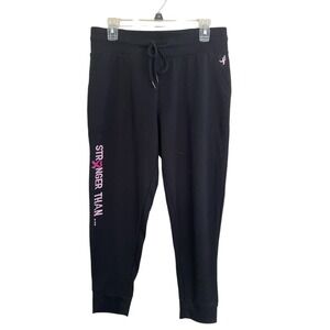 NEW Susan G Komen Women's Black Sweat Pants Size L STONGER THAN ... Joggers